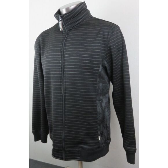 Mens Alpinestars Black Jacket Size L Full Zip Polyester Gray Striped - Picture 3 of 9